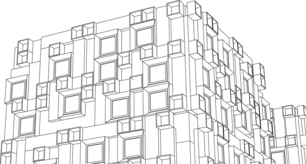 Abstracte Moderne Architectuur Modulaire Gevel Illustratie — Stockvector