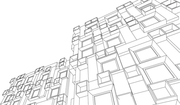 Architecture Moderne Abstraite Façade Modulaire Illustration — Image vectorielle