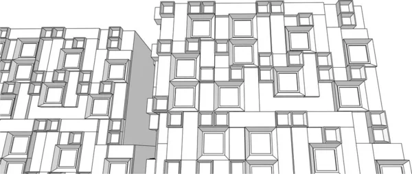 Arquitectura Moderna Abstracta Fachada Modular Ilustración — Archivo Imágenes Vectoriales