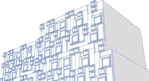 Абстрактна Сучасна Архітектура Модульний Фасад Ілюстрація — стоковий вектор