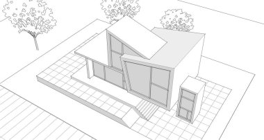 ev konsepti 3D mimari çizim