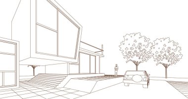 ev konsepti 3D mimari çizim