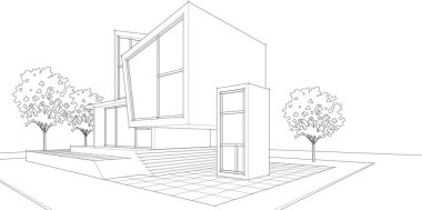 ev konsepti 3D mimari çizim