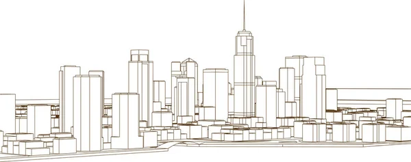 建築景観都市3Dレンダリング — ストックベクタ