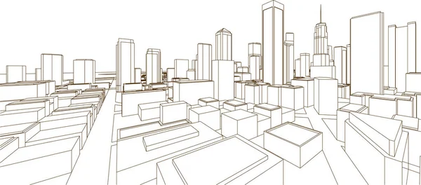 建筑景观城3D渲染 — 图库矢量图片