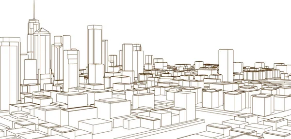 建筑景观城3D渲染 — 图库矢量图片