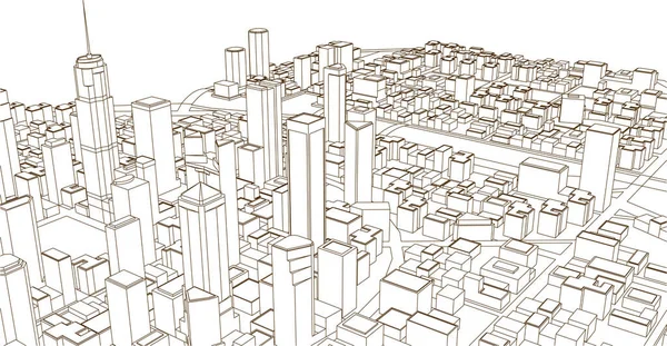 建築景観都市3Dレンダリング — ストックベクタ