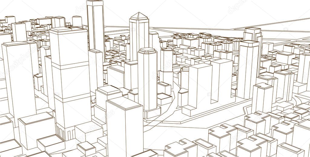architectural landscape city 3d rendering