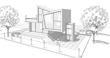 ev konsepti 3D mimari çizim