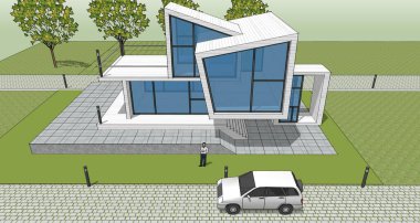 ev konsepti 3D mimari çizim