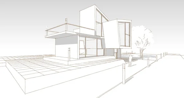 house concept 3d rendering architectural sketch