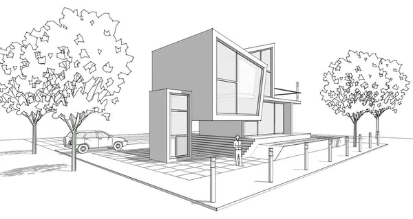 house concept 3d rendering architectural sketch