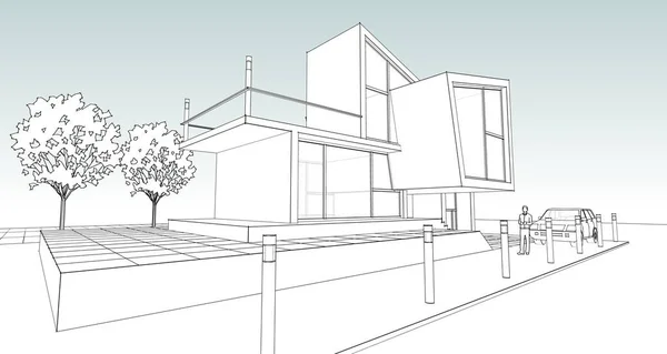 하우스 렌더링 스케치 — 스톡 사진