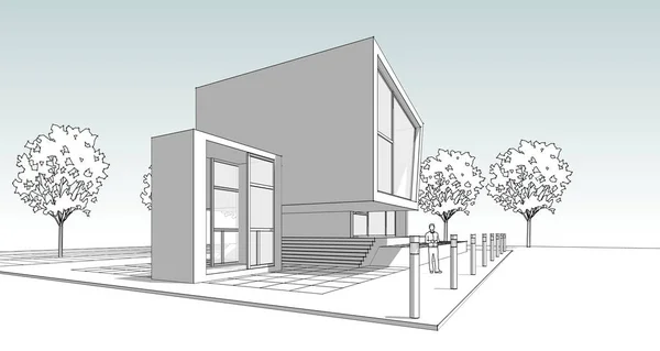 Concepto Casa Representación Bosquejo Arquitectónico — Foto de Stock
