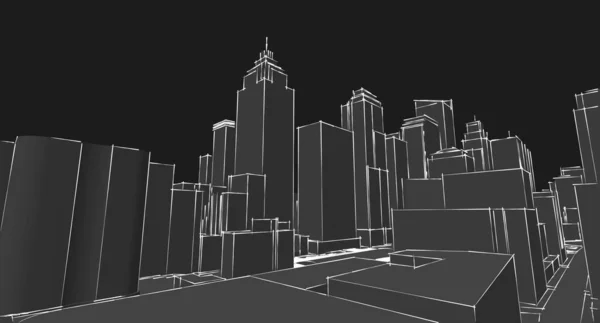 Архитектурный Ландшафт Города Рендеринг — стоковое фото