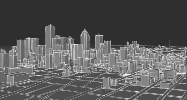 Arquitetura Paisagem Cidade Renderização — Fotografia de Stock