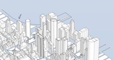 mimari peyzaj kenti 3D görüntüleme