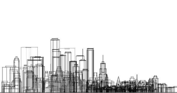 建築景観都市3Dレンダリング — ストック写真