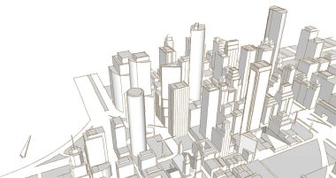 mimari peyzaj kenti 3D görüntüleme