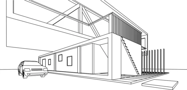 Casa Moderna Boceto Ilustración — Archivo Imágenes Vectoriales