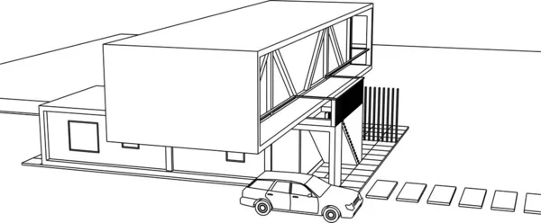 Moderne Haus Skizze Illustration — Stockvektor