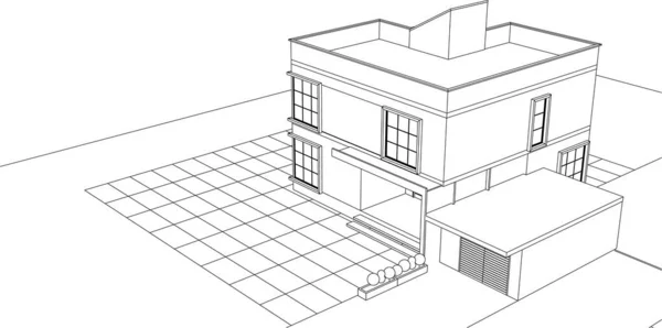 Townhouse Architectonische Schets Illustratie — Stockvector