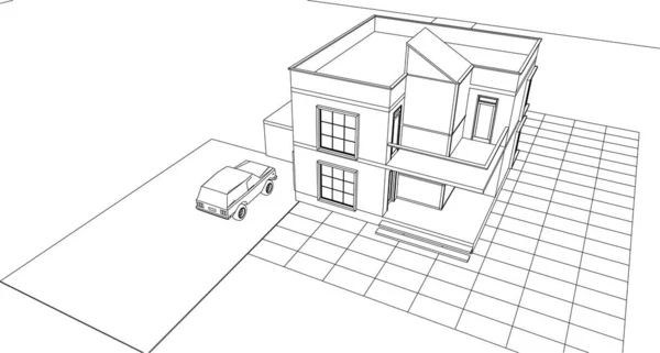 Townhouse Architectonische Schets Illustratie — Stockvector