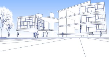 modern ev inşaatı 3D görüntüleme