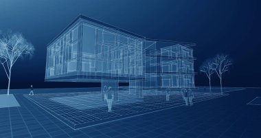 modern ev inşaatı 3D görüntüleme