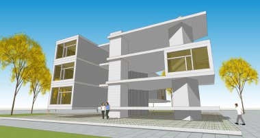 modern ev inşaatı 3D görüntüleme