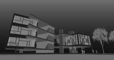 modern ev inşaatı 3D görüntüleme