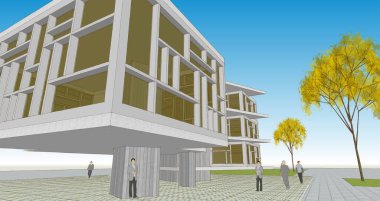 modern ev inşaatı 3D görüntüleme