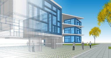 modern ev inşaatı 3D görüntüleme