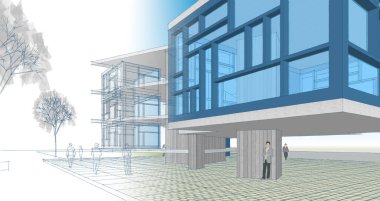 modern ev inşaatı 3D görüntüleme