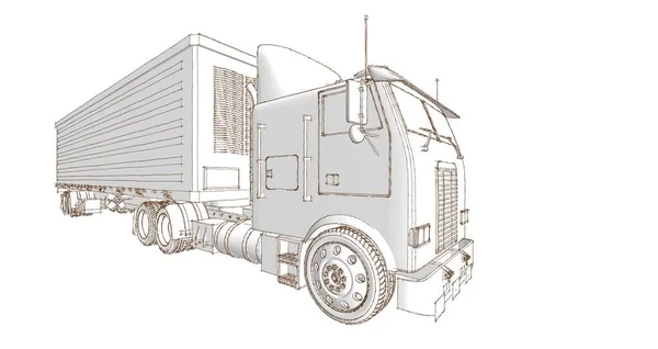 Samochód Ciężarowy Szkic Transportu Ilustracja — Zdjęcie stockowe