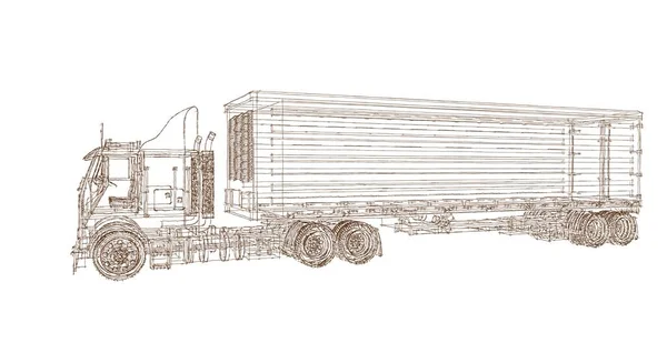 Lastbil Skiss Transport Illustration — Stockfoto
