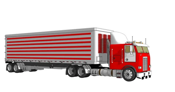 トラックスケッチ輸送3Dイラスト — ストック写真