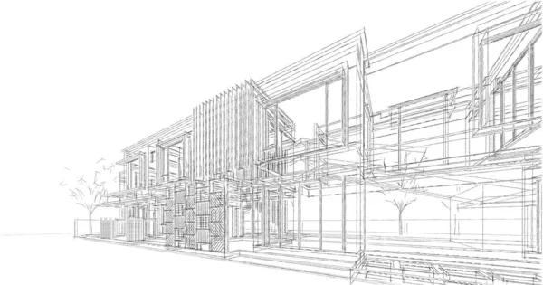 Современный Набросок Дома Иллюстрация — стоковое фото
