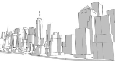 Modern şehir panoraması 3D illüstrasyon