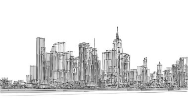 Modern şehir panoraması 3D illüstrasyon