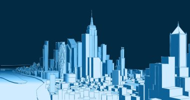 Modern şehir panoraması 3D illüstrasyon