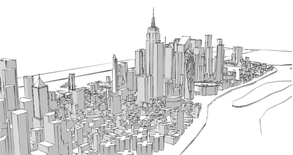 Modernes Stadtpanorama Illustration — Stockfoto