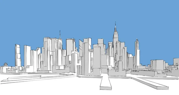 Modern City Panorama Illustration — Stock Photo, Image