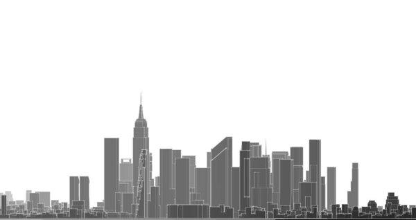 Modern city panorama 3d illustration