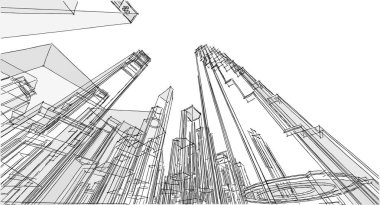 Modern şehir panoraması 3D illüstrasyon