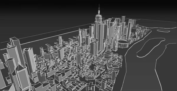 Modernes Stadtpanorama Illustration — Stockfoto