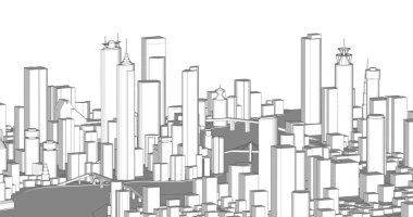 Modern şehir panoraması 3D illüstrasyon