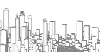 Modern şehir panoraması 3D illüstrasyon