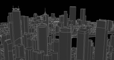 Modern şehir panoraması 3D illüstrasyon