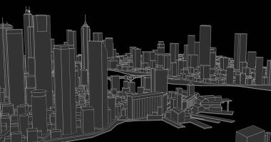 Modern şehir panoraması 3D illüstrasyon